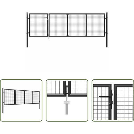 vidaXL Porte de jardin -  Portail de jardin en acier 350 x 100 cm anthracite (1/5)