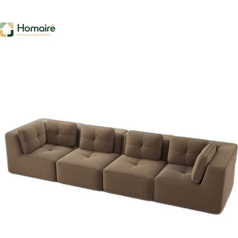 Canapé modulable en velours côtelé marron avec accoudoirs 386 x 104 x 69 cm HOMAIRE (1/5)