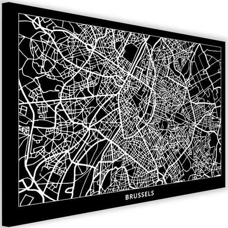 Tableau sur toile Plan de Bruxelles 60x40 (1/5)