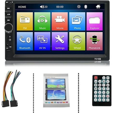 Autoradio Bluetooth double DIN avec écran HD de 7 pouces. lecteur multimédia MP5 stéréo de voiture (1/4)
