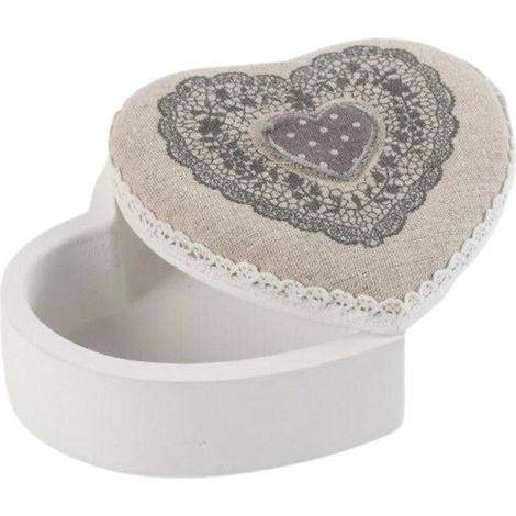 Scatola in legno e stoffa, 12X12H7 cm (kit da 3) (1/2)