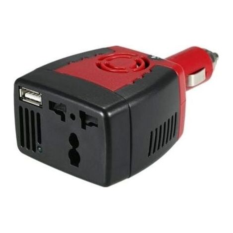 150W DC 12V to AC 220V Power Inverter, Automatic Voltage Converter, Car Inverter Adapter with Cigarette Lighter, Black and Red (1/4)