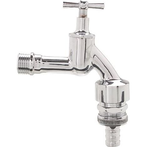 Robinet de purge chrome poli avec soupape antivide et clapet de retenue, R 3/4" embout olive" (1/2)