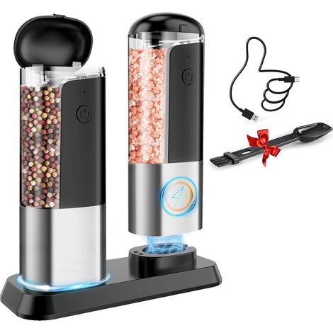 Moulin Sel Poivre Electrique Reglable: Salieres et Poivrieres Automatique Moulin à épices Poivre de Table Rechargeable Grande Capacité (1/5)