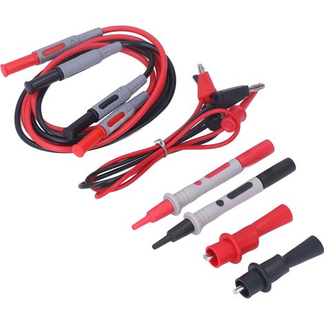 Kit de test pour multimètre : cordons de connexion, crochets de test, pinces crocodiles, embouts et sondes. (1/5)