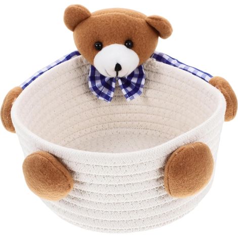 de rangement tressé à motif ours en peluche grand panier