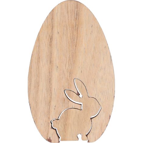 Tischdekoration in Eiform aus Holz, niedliches Kaninchen, Holzbastelarbeit für Zuhause oder Büro (1/5)