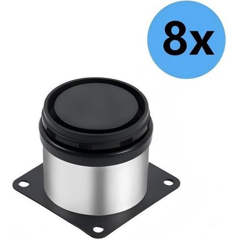 Runde, verstellbare Metallmöbelfüße – 8 Stück – Höhenverstellbar 0–10 mm – Geeignet für Schrank-, Bett- und Tischbeine – Schwarz – 50 x 50 mm (1/5)
