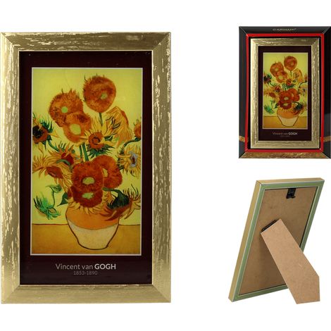 Reproducción de un cuadro de Van Gogh, Girasoles. Decoración de pared enmarcada. (1/4)