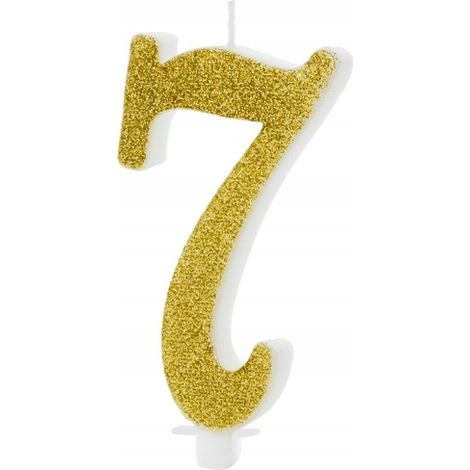 Bougie d'anniversaire numéro 7, dorée, 10 cm, 1 pièce.