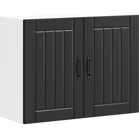 Armario de cocina mural de diseño contemporáneo práctico para almacenamiento 80 x 31 x 60 cm madera de ingeniería negra 020050173 (1/5)