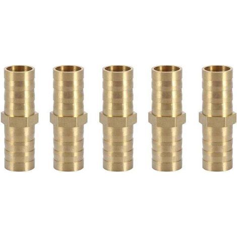Raccordo diritto in ottone Ulisem, adattatore per tubo flessibile a due vie, raccordo per tubo flessibile, connessione per tubo flessibile da 10 mm (10 mm, 5 pezzi) (1/4)