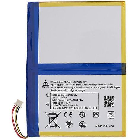 Batterie Li-ion 3,80 V 6580 mAh compatible avec la tablette Blackview Tab 8 (référence : 32100140) (sans logo) (1/5)