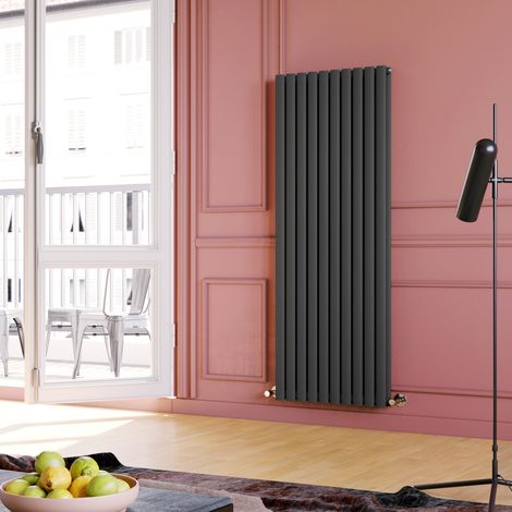 ELEGANT 1600 x 590 mm Vertical Column Radiator Anthracite Oval Double Panel Designer Heater (1/5)