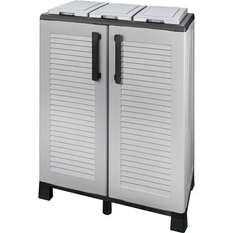 Poubelles de Tri Sélectif 3 Sacs Recyclage Gestion des Déchets – Intérieur Extérieur 68 x 37 x 90 cm INTEC (1/5)