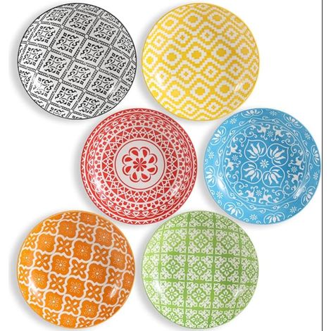 Assiette Creuse Porcelaine Service - Colorées Ceramique a Pates  Salade Soupe Risotto Couscous Passe au lave vaisselle et micro onde 20 cm (1/5)