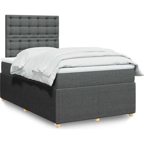 Boxspringbett mit Matratze Dunkelgrau 120x200 cm Stoff