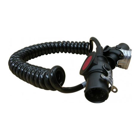 Cordon spirale avec prise 5 plots 3,5 m - 2 x 2,5 mm² + 3 x 1,5 mm²
