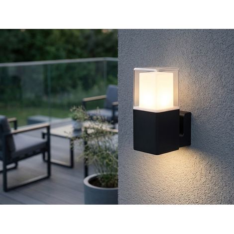 LED Außenwandleuchte eckig Aluminium Schwarz Up Light, 20x14cm