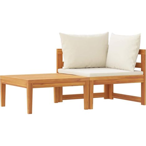 Maison Exclusive - Set Divani Giardino 2 pz Cuscini Bianco Crema in Legno d'Acacia