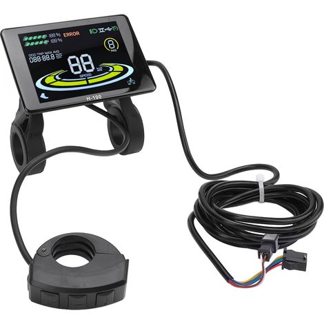 Compteur électrique pour vélo avec écran LCD couleur et connecteur SM, compatible VTT 24 V, 36 V, 48 V, 60 V et 72 V. (1/5)