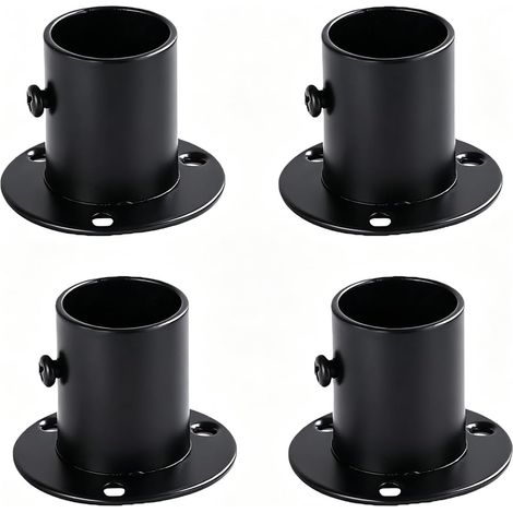 Lot de 4 Supports de Tringle à Rideaux en Acier Inoxydable Rond Penderie Support Barre Supports de Rail de Bride de Garde-Robe avec Vis(Noir 19mm) (1/5)