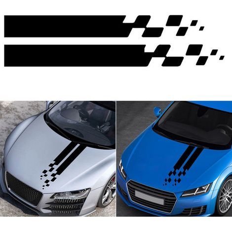 Autocollant en Vinyle pour Capot de Voiture pour Voiture Auto Racing Sport Corps Jupe Toit Capot Pare-chocs Rayures Universel Modifié Vinyle Autocollant Car Decor (noir) 8021cm (1/5)
