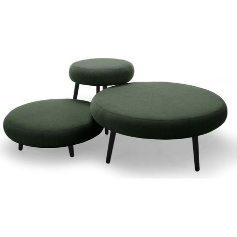 BOBOCHIC - Lot de 3 poufs EDEN tissu lisse   Vert (1/5)