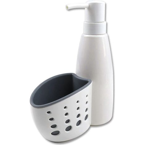 Distributeur de détergent, distributeur de liquide vaisselle, porte-éponge, pompe à savon, distributeur de savon avec porte-éponge rechargeable (1/5)
