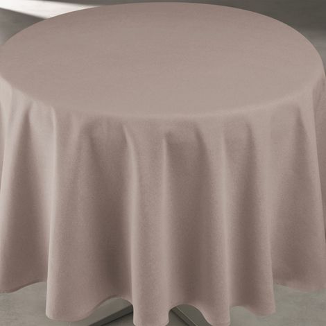 Nappe déperlante anti-taches - Effet lin pour table ronde Taupe 160x160 cm