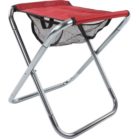Tabouret pliant portable d'extérieur, en alliage d'aluminium, tabouret de camping pliant peint avec des motifs de train, très grande taille, rouge. (1/5)