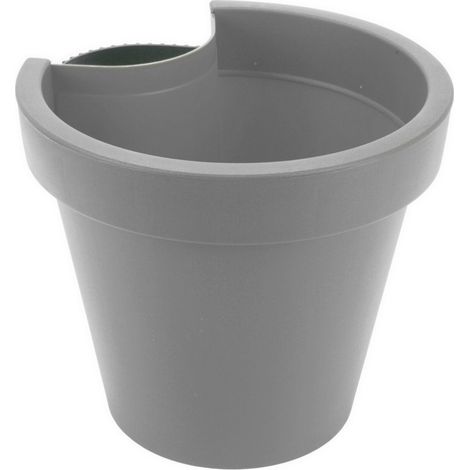 Fallrohr Blumentopf 24 x 21 cm - grau - Regenrohr Hänge Pflanztopf rund - Kunststoff Pflanzkübel mit Befestigungsgurt Pflanzgefäß mit Entwässerungsloch
