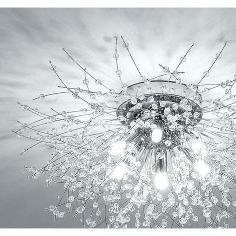 Plafonnier Lustre Cristal K9 6 Bras G9, Suspension Plafond Élégante en Cristal Feu d'Artifice, Luminaire Moderne pour Salon Chambre, Sans Ampoule (1/5)