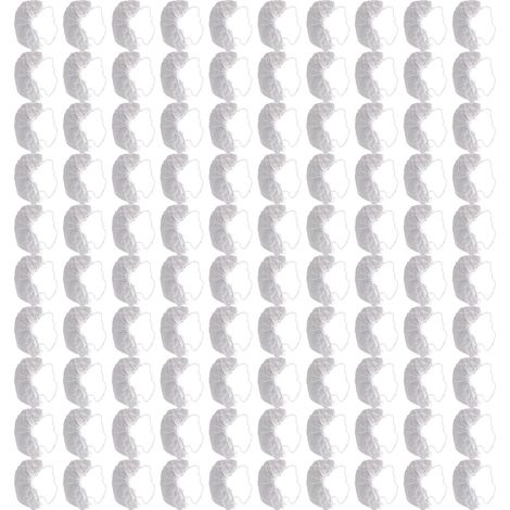 Lot de 100 protège-barbes jetables en nylon élastique respirant sans latex, blancs (1/5)