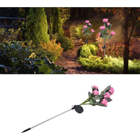 Luces decorativas solares para flores de jardín, rosas, 78 cm, control LED inteligente, polisilicio impermeable. (1/5)