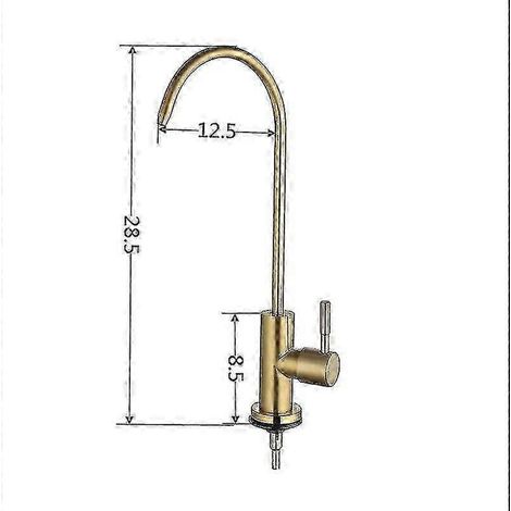 Robinet de cuisine Zuan en acier inoxydable, finition or brossé, pour système d'osmose inverse, 1/4".-AquaForge (1/2)