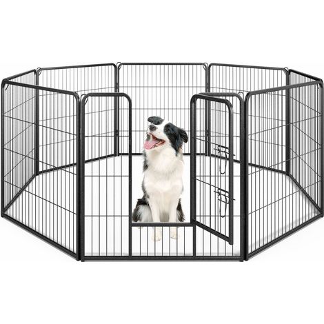 COSTWAY Indoor Outdoor Dog Playpen 8 Panel 80cm Height Pen Fence w/ Lock (1/5)