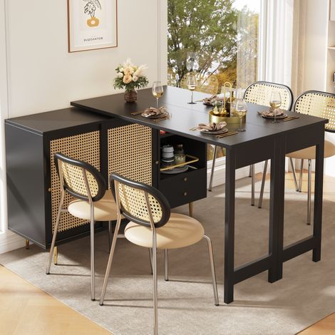 table repas pivotante rangement extensible 187 cm noir OKMYHOME (1/5)