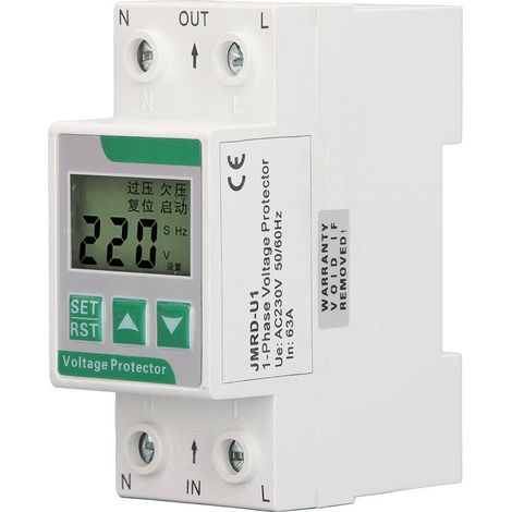 Protecteur de Tension Auto-Récupérable Réglable Sous-Tension et Surtension Interrupteur 63A 230V CA (1/5)