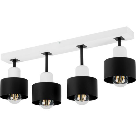 Lámpara de techo blanca de madera y metal de estilo escandinavo, 4xE27, iluminación LED moderna para salón, cocina, dormitorio, habitación infantil, loft. (1/5)