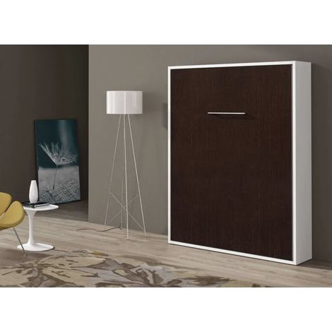 Lit escamotable vertical 80x180 avec étagères intérieures Paola-Coffrage Chêne 3D-Façade Gris anthracite (1/5)