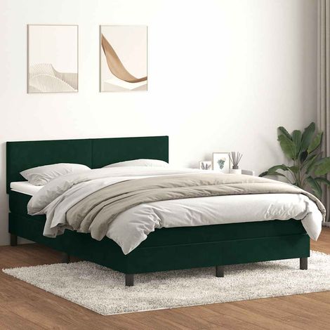 Sommier à lattes de lit et matelas vert foncé 160x220cm velours