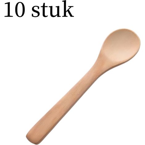 Lot de 10 cuillères en bambou naturel de 13 cm, idéales pour le café, le dessert et les usages quotidiens. (1/5)