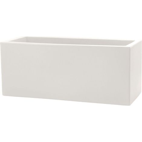 Vaso Rettangolare Indoor e Outdoor Tera Schio Cassa Chalk 100x40 cm in Plastica Bianco Gesso