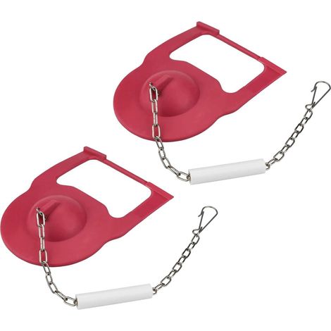 Lot de 2 clapets de rechange universels en caoutchouc pour toilettes avec chaîne en acier inoxydable (1/4)