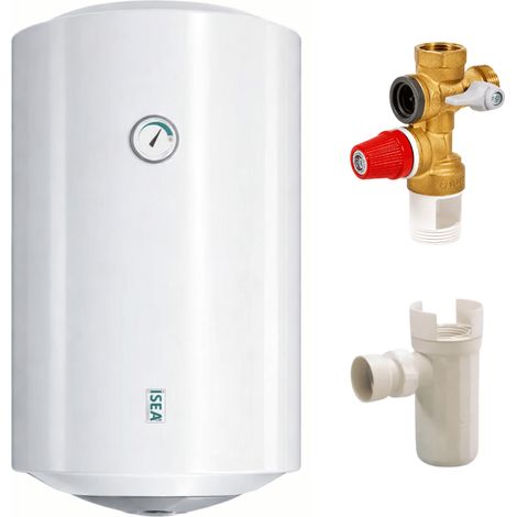 Ferroli – Pack chauffe-eau électrique 150 litres – Groupe de sécurité 3/4" – Siphon d'évacuation – Anode en magnésium – Pression maximale 7 bars