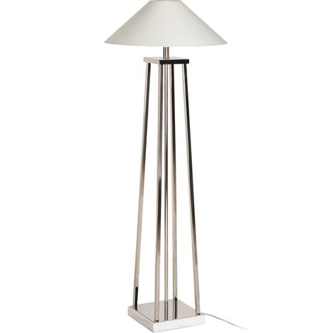 Lampadaire design marbre et métal blanc nickel style contemporain - Blanc marbre et métal nickelé