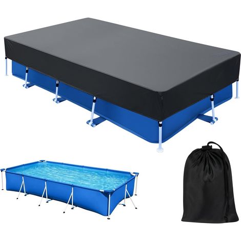 Couverture piscine rectangulaire 177x87 pouces - Cordon serrage 14x7ft - Résistante déchirure - Hivernage hors sol (1/5)