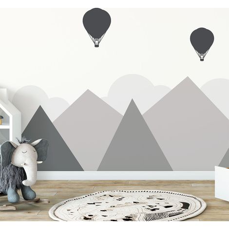 Stickers muraux enfants - Décoration chambre bébé - Autocollant Sticker mural géant enfant montagnes scandinaves BERGEN - 50x65cm (1/5)