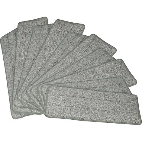 vhbw 10x Wischbezug kompatibel mit Clean Maxx 09996 Wischmopp - Ersatzkopf, Polyester Grau Weiß